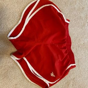 Red varsity shorts